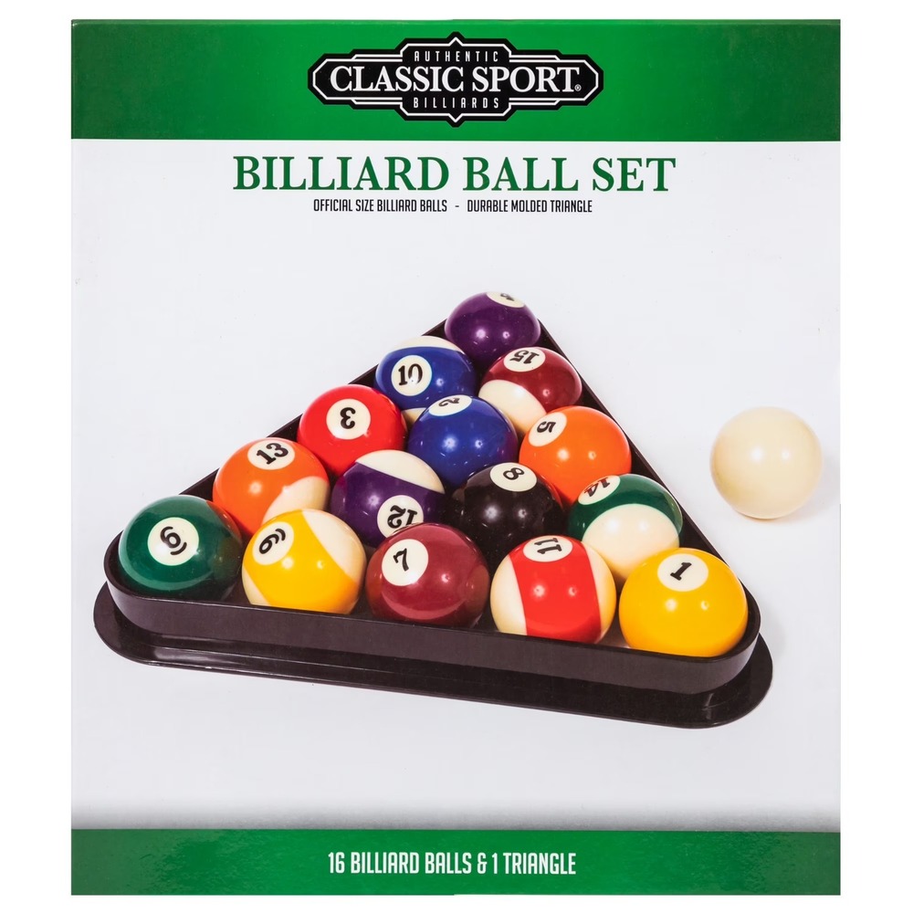 Classic Sport Billiard Cue Ball Set 16 Balls Triangle Official‎ Size Weight NEW